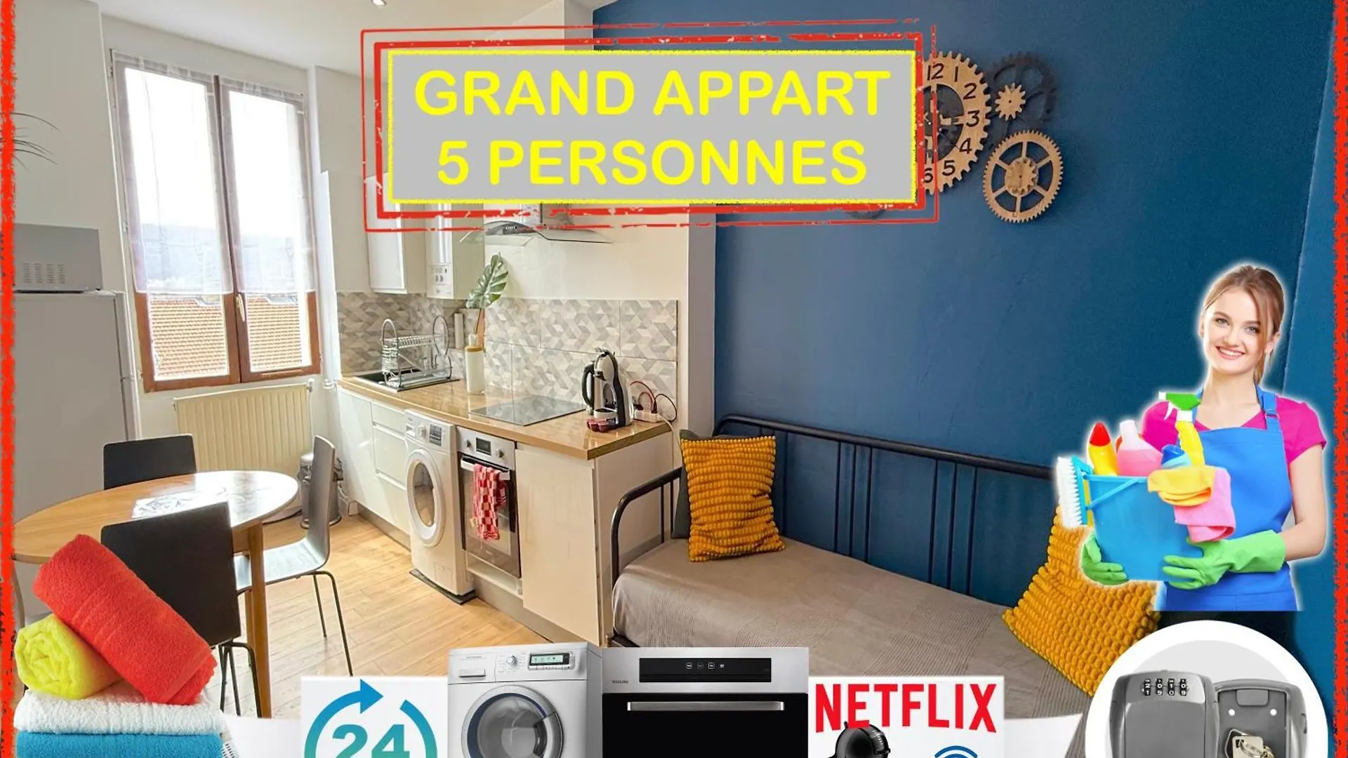 012 Chic & Cosy F2 34M2 Hypercentre Wifi Smart Tv Netflix Apartment Saint-Etienne
